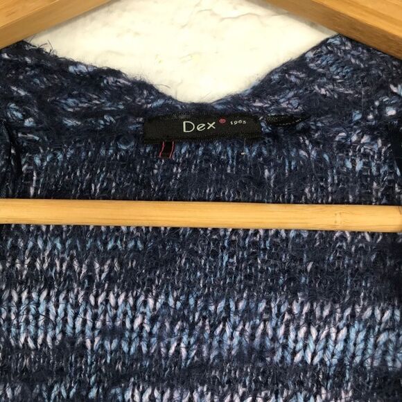 DEX soft fuzzy blue stripe cardigan knit sweater - Picture 5 of 9